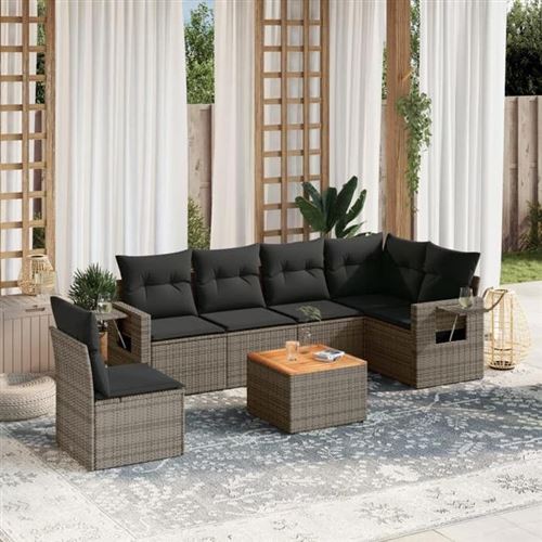 vidaXL - Salon de jardin modulable - 7 pièces - 6 personnes - Gris - Image 2