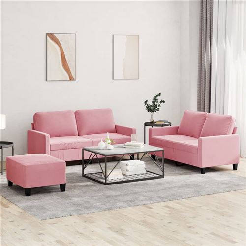 Non Communiqué Rose Vidaxl Ensemble De Canapés Avec Coussins 3 Pcs, Canapés Avec Accoudoirs, Ensemble De Meubles Avec Repose-Pieds Salon, Moderne, Velours