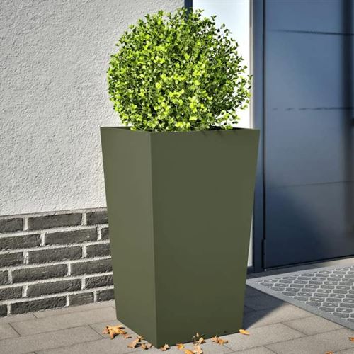 VIDAXL - Jardinière d'extérieur - Acier - 45x45x75 cm - Vert Olive - Set de 2 - Image 2