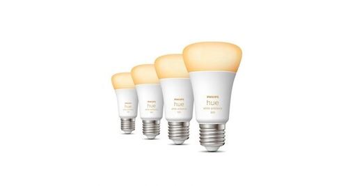Philips hue white ambiance pack 4 bombillas led inteligentes e27 6w luz blanca cálida a fría