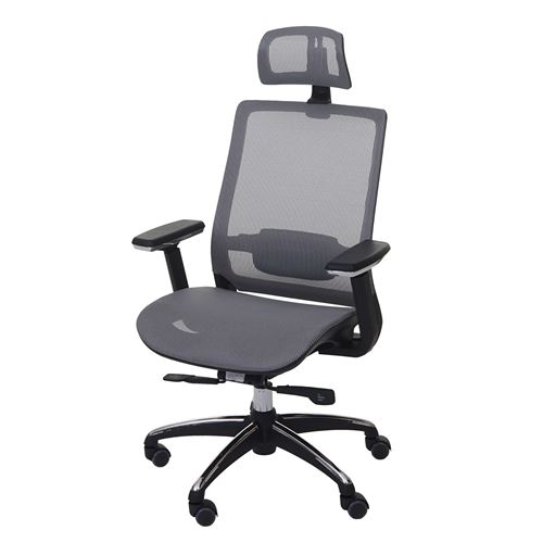 Chaise de bureau MENDLER HWC-A20 chaise pivotante, ergonomique, appui-tête, tissu gris