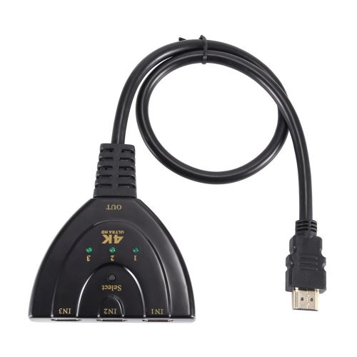 VSHOP® 3 Port HDMI Switch 4K 2160P HDMI Adaptateur 3 Entrées 1 Sortie Dolby Digital Intelligent HDMI Commutateur pour TV Blu-Ray cable box PS3 PS4 Xbox (Noir)