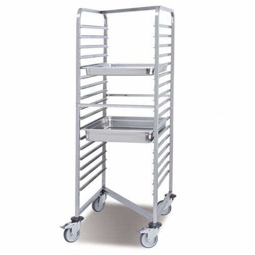 Chariot à Glissières Emboîtable 17 Niveaux pour Bacs GN 2/1 - Pujadas - Inox