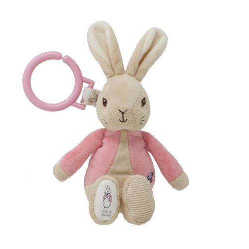 Peluche vibrante et remontante 21cm avec anneau d'attache Flopsaut Pierre Lapin Original