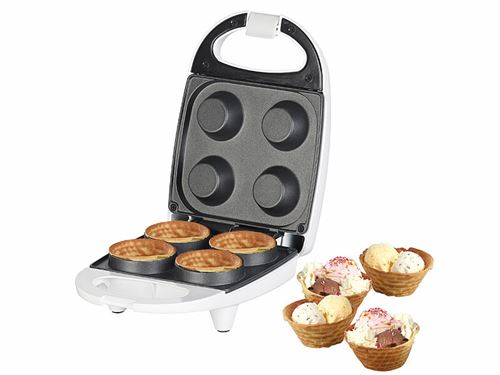 Rosenstein & Söhne : Gaufrier pour 4 mini-coupelles à glace en gaufrette - 520 W
