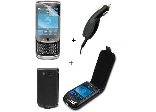 Pack Premium Plus Blackberry 9800 Torch Etui Support voiture Chargeur voiture et Film écran