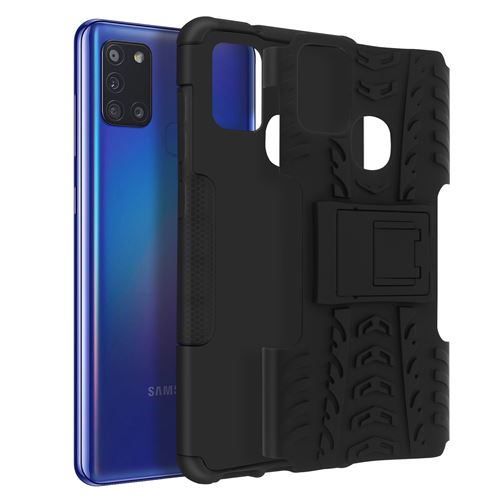 Avizar Coque pour Samsung Galaxy A21s Protection Semi-rigide Antichoc Béquille Support Noir