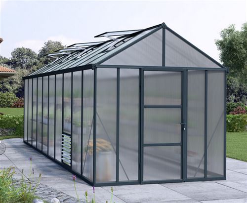 8'x20' Palram Canopia Glory Grey Large Polycarbonate Greenhouse (2.4x6m)