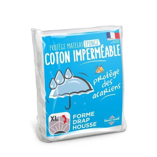SWEETHOME Protege-matelas éponge 100% coton - Imperméable - 140x190 cm