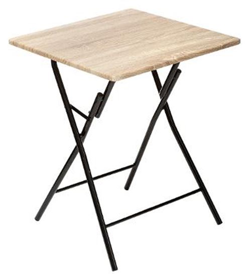 Table d'appoint pliante en métal coloris beige - L.60 x l.60 x H.75 cm -PEGANE-