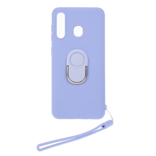Coque en silicone liquide avec sangle bleu pour votre Samsung Galaxy A30
