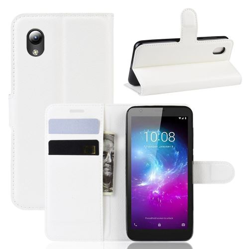 Etui en PU blanc avec support pour votre ZTE Blade A3 (2019)