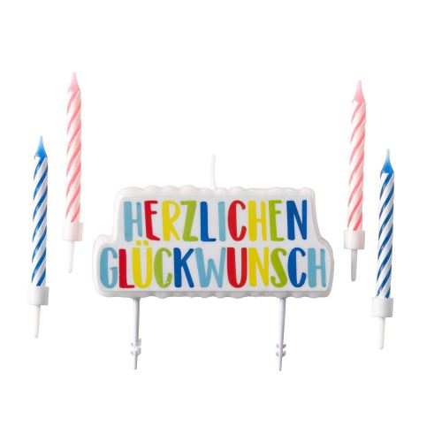 Amscan bougies à gâteau Herzlichen Glückwunsch 6,3 cm 5 pièces