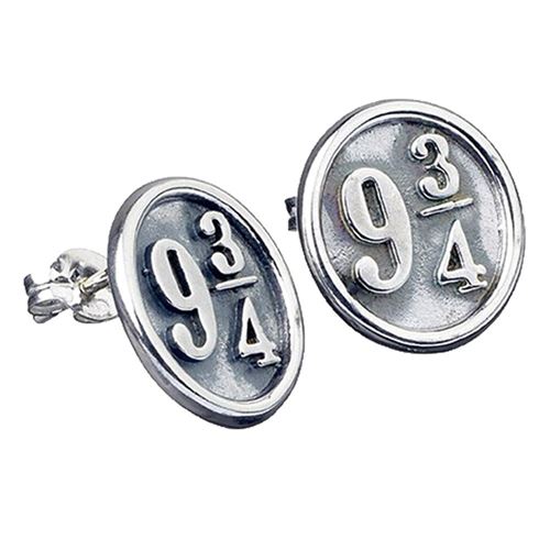 Boucles d'oreille plate-forme 9 3/4 en argent sterling à motif Harry Potter