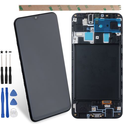 Original Ecran complet (lcd + vitre tactile +chssis ) pour Samsung Galaxy A20 - Noir