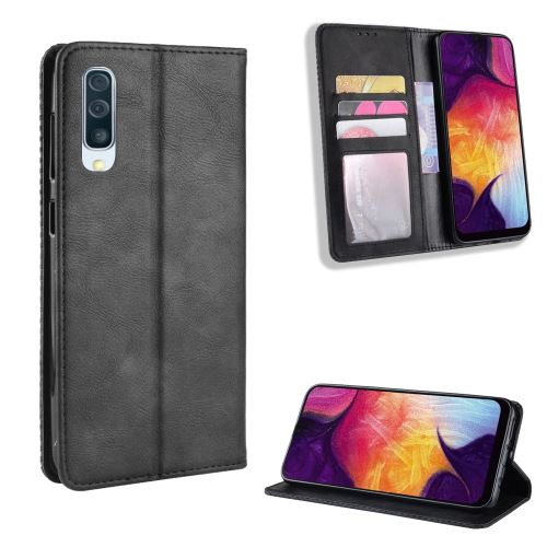 Etui en PU style vintage noir pour votre Samsung Galaxy A70