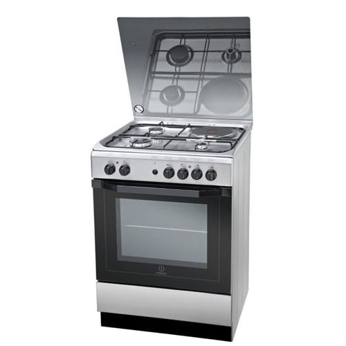 Indesit I6M6HAG(X) FR - Cuisinière - pose libre - largeur : 60 cm - profondeur : 60 cm - hauteur : 85 cm - avec système auto-nettoyant - acier inoxydable