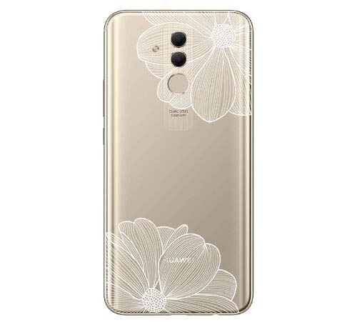 Huawei Mate 20 Lite Coque Gel Souple incassable Résistant Antichoc avec Impression de Motif Fantaisie Durable (Fleur Blanche)