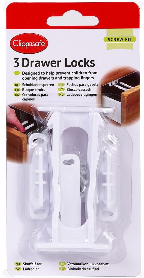 Clippasafe Lot De 3 Serrures De Tiroir/Placard