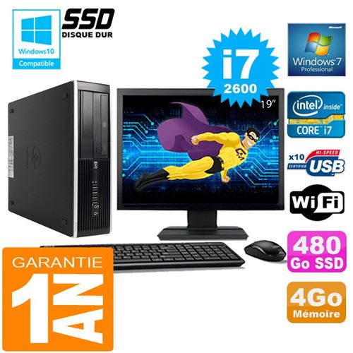 Pc hp compaq 8300 sff core i7-2600 ram 4go disque 480 go ssd wifi w7 ecran 19' État correct - Hewlett-Packard reconditionné disponible sur Fnac