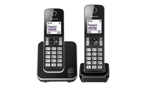 Panasonic KX-TGD312JT - Téléphone sans fil avec ID d'appelant/appel en instance - DECTGAP - (conférence) à trois capacité d'appel - noir, argent + combiné supplémentaire