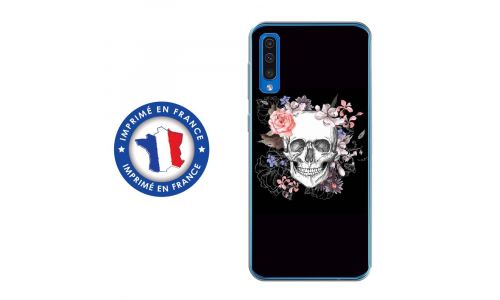 Coque souple pour Samsung Galaxy A50 avec impression Motifs skull fleuri