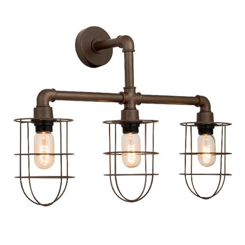 HOMEMANIA Lampe Murale Metal Applique - Marron Foncé en Métal, 60 x 18 x 45 cm, 3 x E27, 40W
