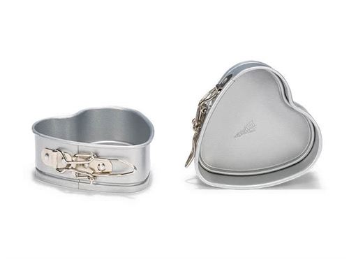 Moules cœur avec charnière en acier revêtu 12cm - lot de 2 SILVER TOP