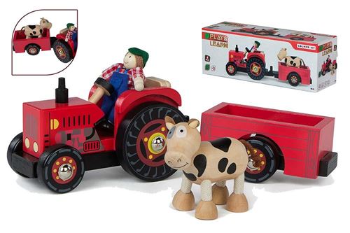 Tracteur bois avec accessoires 33 cm