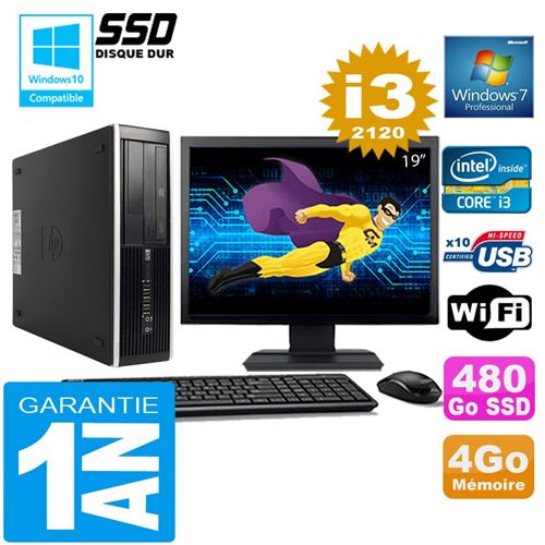 Pc hp compaq 8300 sff core i3-2120 ram 4go disque 480 go ssd wifi w7 ecran 19' État correct - Hewlett-Packard reconditionné disponible sur Fnac