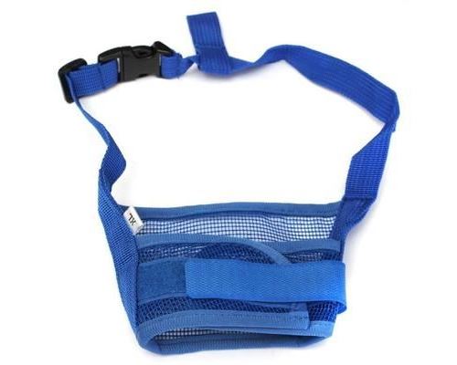 Meilleurs prix pour Réglable Chien Mesh Muselière Masque Museau Nylon à Bouche Anti Aboiement Morsure Sécurité à Chiot Puppy Bleu XL