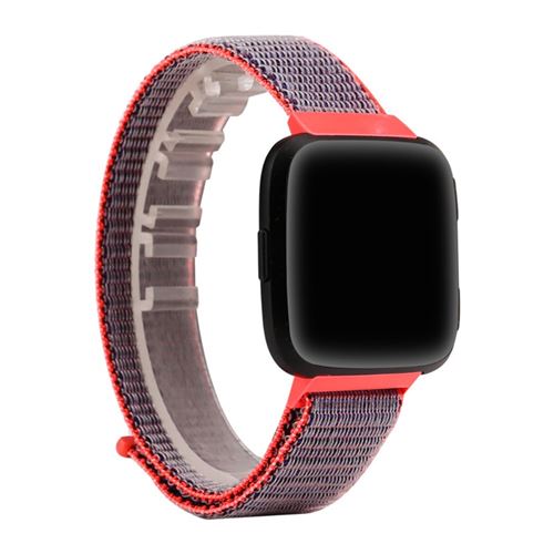 Bracelet en TPU nylon velcro remplacement de dragonne rouge pour votre Fitbit Versa
