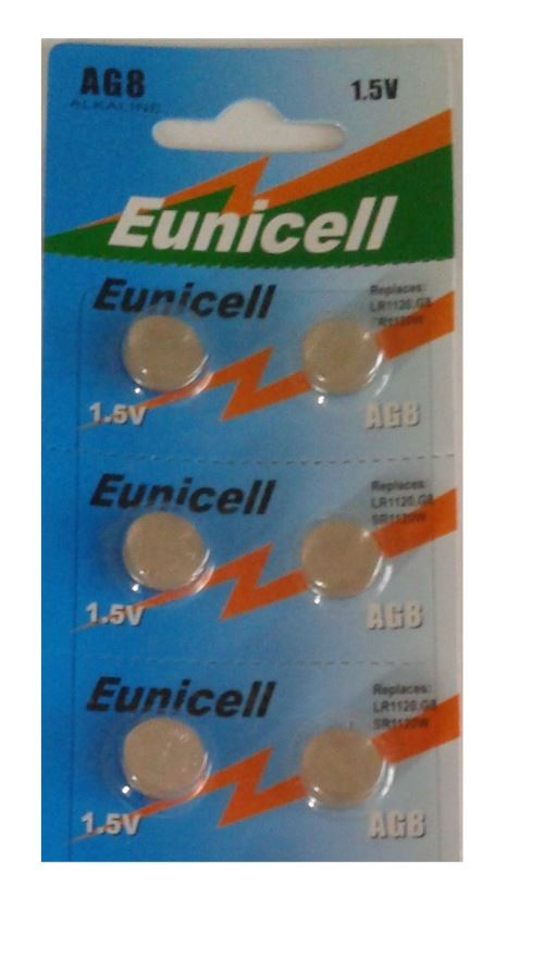 EUNICELL - Lot de 6 PILES AG8 LR55 LR1120 SR1120 381 391 G8 G58 D383