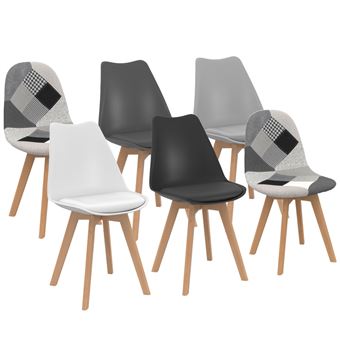 Lot de 6 chaise id market H. 80 cm non empilable non pliable interieur en bois gris - 1