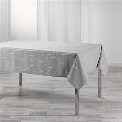 Nappe rectangle 150 x 240 cm polyester imprime metallise domea Gris/argent