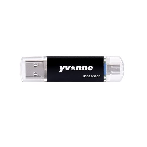 yvonne YT601-3 USB3.0 U disque haute vitesse 32 Go OTG Double Ports lecteur Flash USB pour téléphone / PC / ordinateur - noir