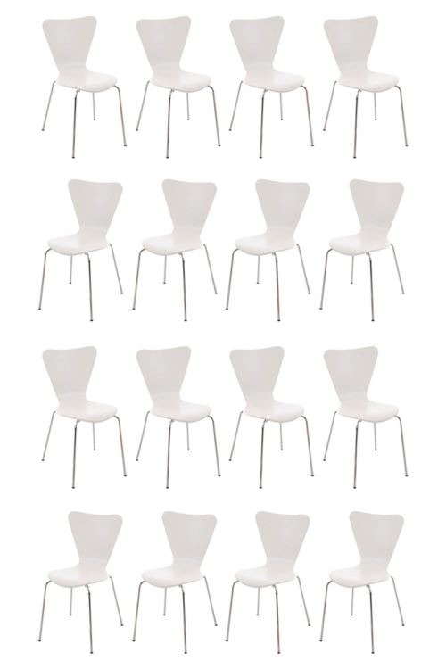 Lot de 16 chaises visiteur empilables Calisto , Blanc
