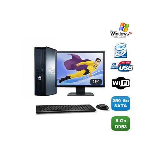 PC Dell Optiplex 380 Dt Core 2 Duo E7500 2,92Ghz 8Go Ddr3 250Go Xp Pro19'