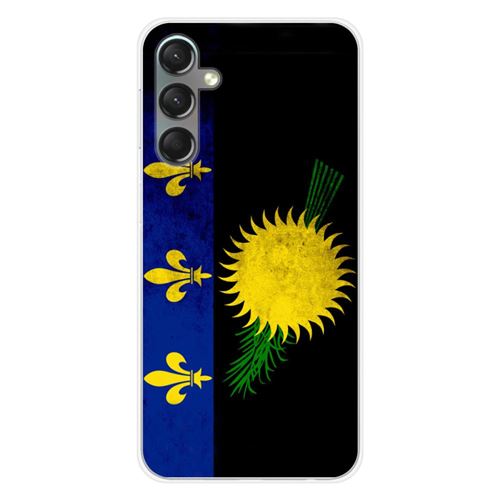 Coque en silicone imprimée compatible Samsung Galaxy A24 4G Drapeau Guadeloupe