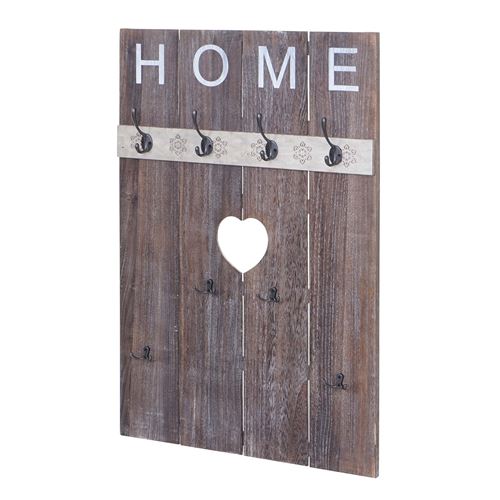 Portemanteau mural MENDLER HWC-C89, HOME, 8 crochets, 91x60cm brun shabby