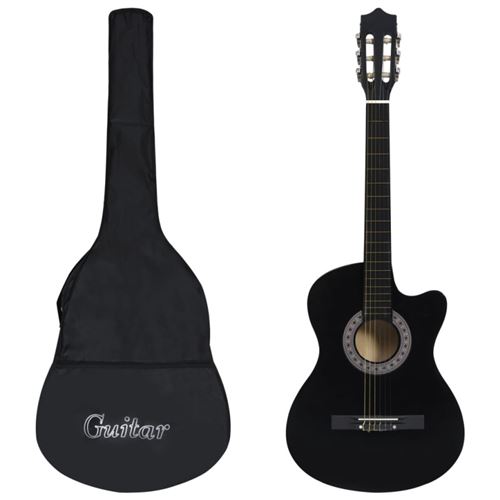 vidaXL Jeu de guitare 12 pcs acoustique western avec 6 cordes Noir 38