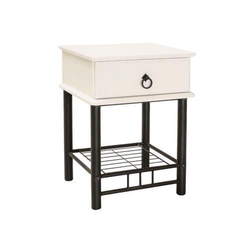 Table de chevet - ET747 - 40 x 45 x 61 cm - Blanc et noir