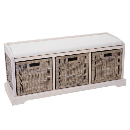 Banc de rangement Bienne 112x46x37cm blanc