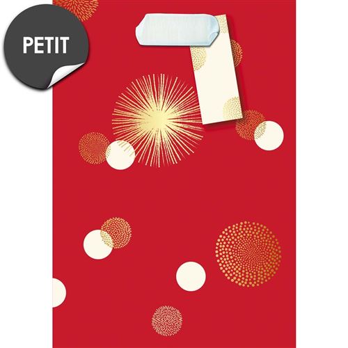 Draeger la carterie Sac cadeau petit format rouge pois blanc et or Multicolore