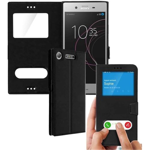 Etui de protection double fenêtre pour Sony Xperia XZ1 -Noir
