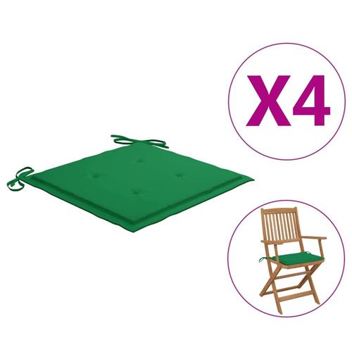 Coussin de chaise de jardin 4 pcs Vert 40x40x3 cm Vidaxl Vert