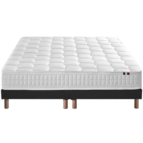 Ensemble matelas ressort m&eacute;moire forme sommier noir 160x200