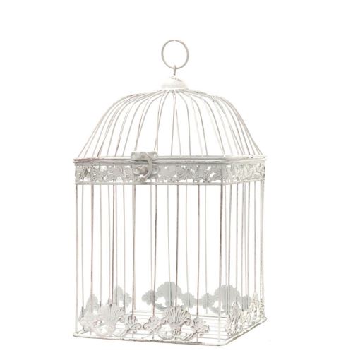 Style Ancienne Cage à Oiseaux Décorative Carré Blanc 43 Cm X