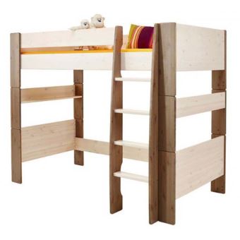 Lit Enfant Mezzanine Pin Massif Lasure Blanc Et Taupe Dim 206 X 114 X 165 Cm Pegane Achat Prix Fnac