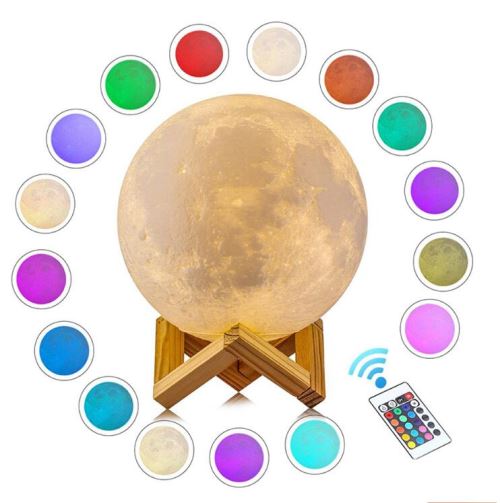 impression lune lumière tactile interrupteur lampes de Table chambre bibliothèque Usb Led veilleuse décor à la maison